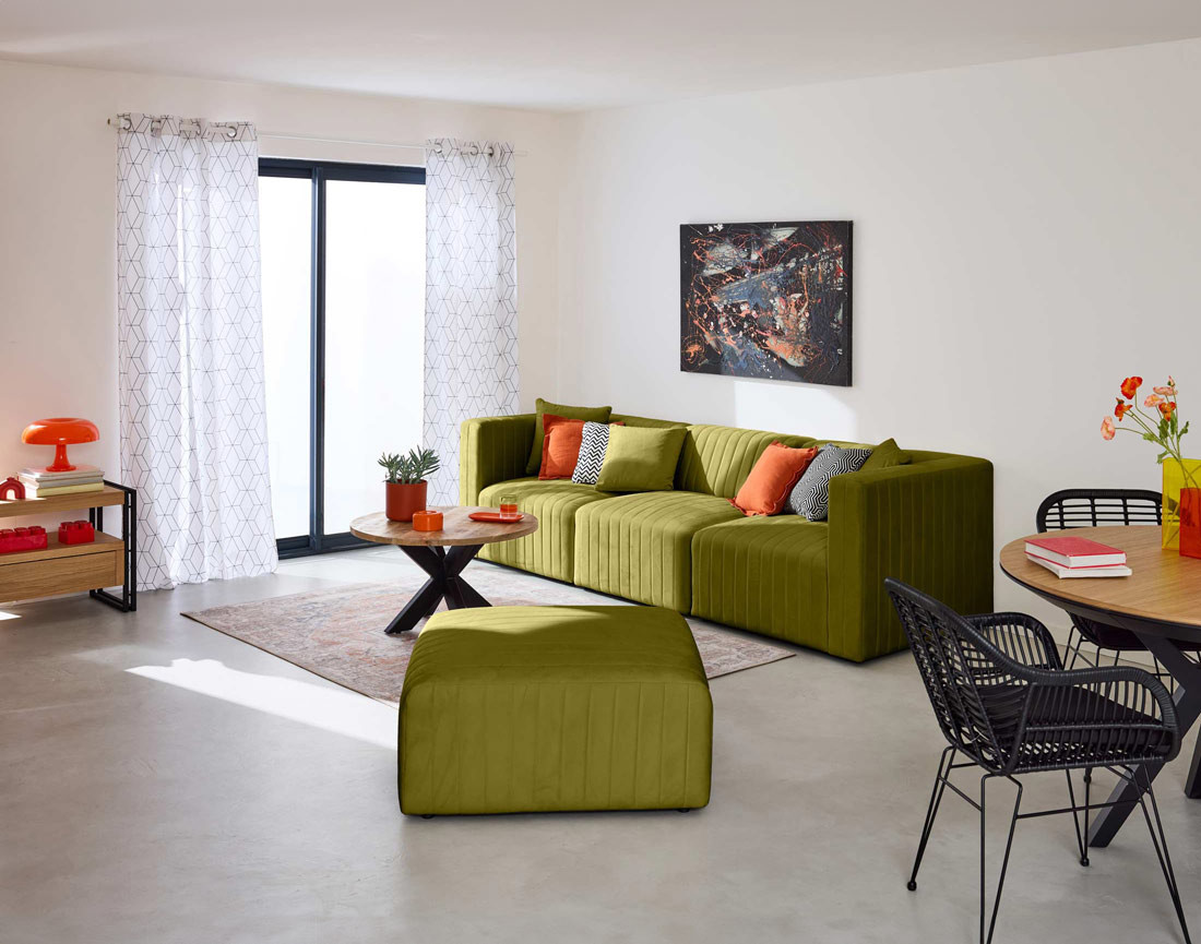 Canapé modulable 3 places en velours Nova