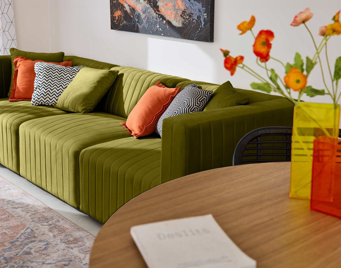 Canapé modulable 3 places en velours Nova