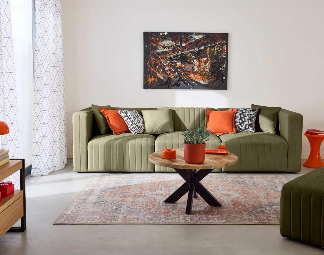 Canapé modulable 3 places en velours Nova