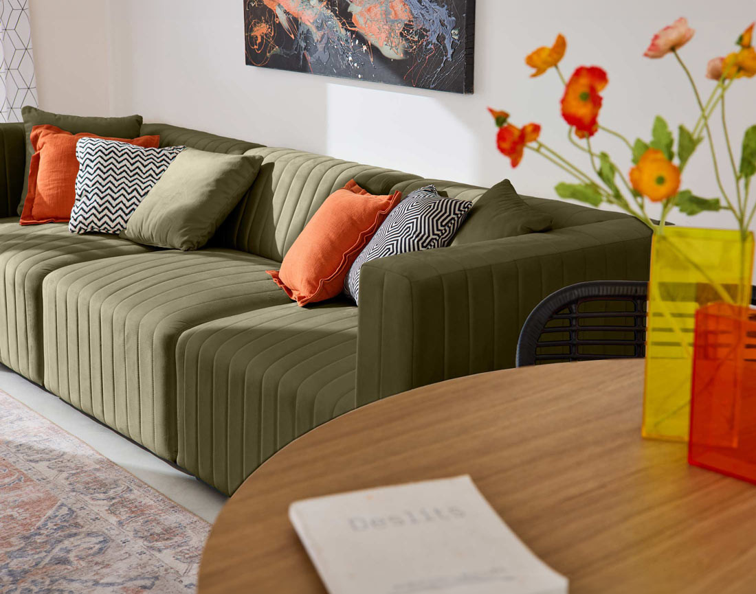 Canapé modulable 3 places en velours Nova