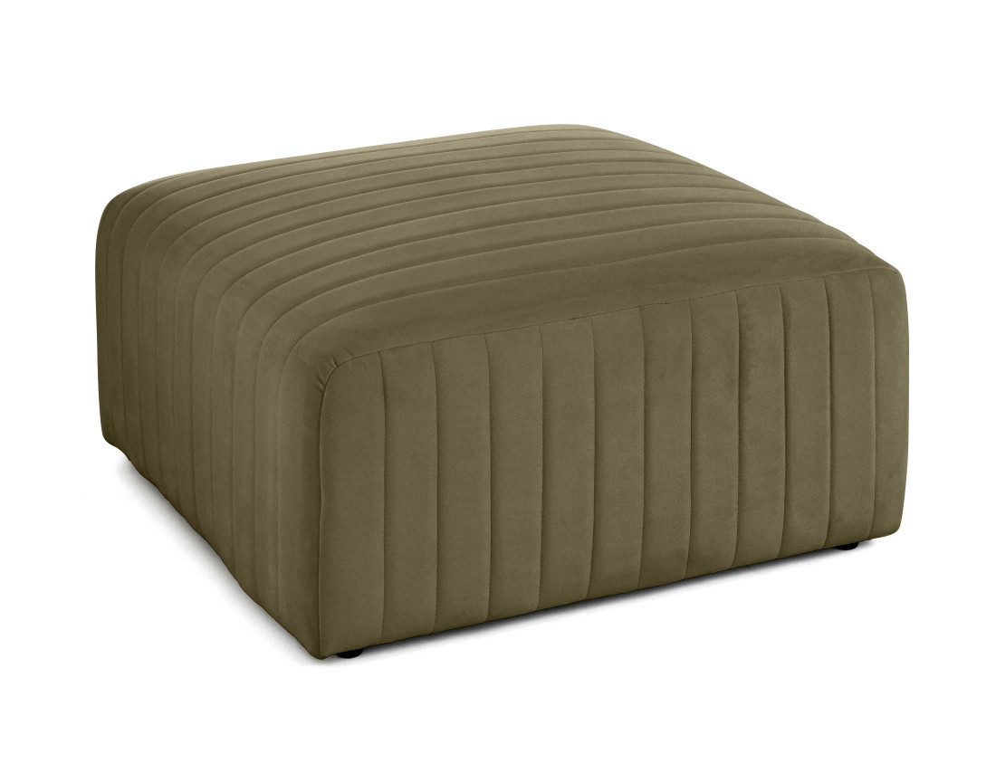 Canapé modulable d'angle droit 5 places avec pouf d'appoint en velours Nova