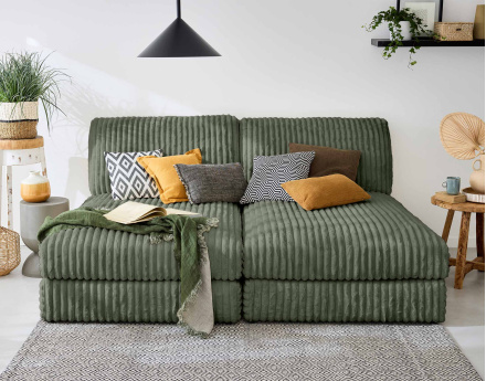 Canapé modulable 3 places en fausse fourrure côtelée Jasper