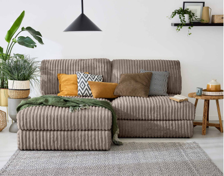 Module d'assise sans accoudoirs en fausse fourrure côtelée Jasper