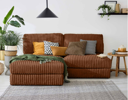 Module d'assise sans accoudoirs en fausse fourrure côtelée Jasper