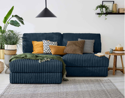 Module d'assise sans accoudoirs en fausse fourrure côtelée Jasper