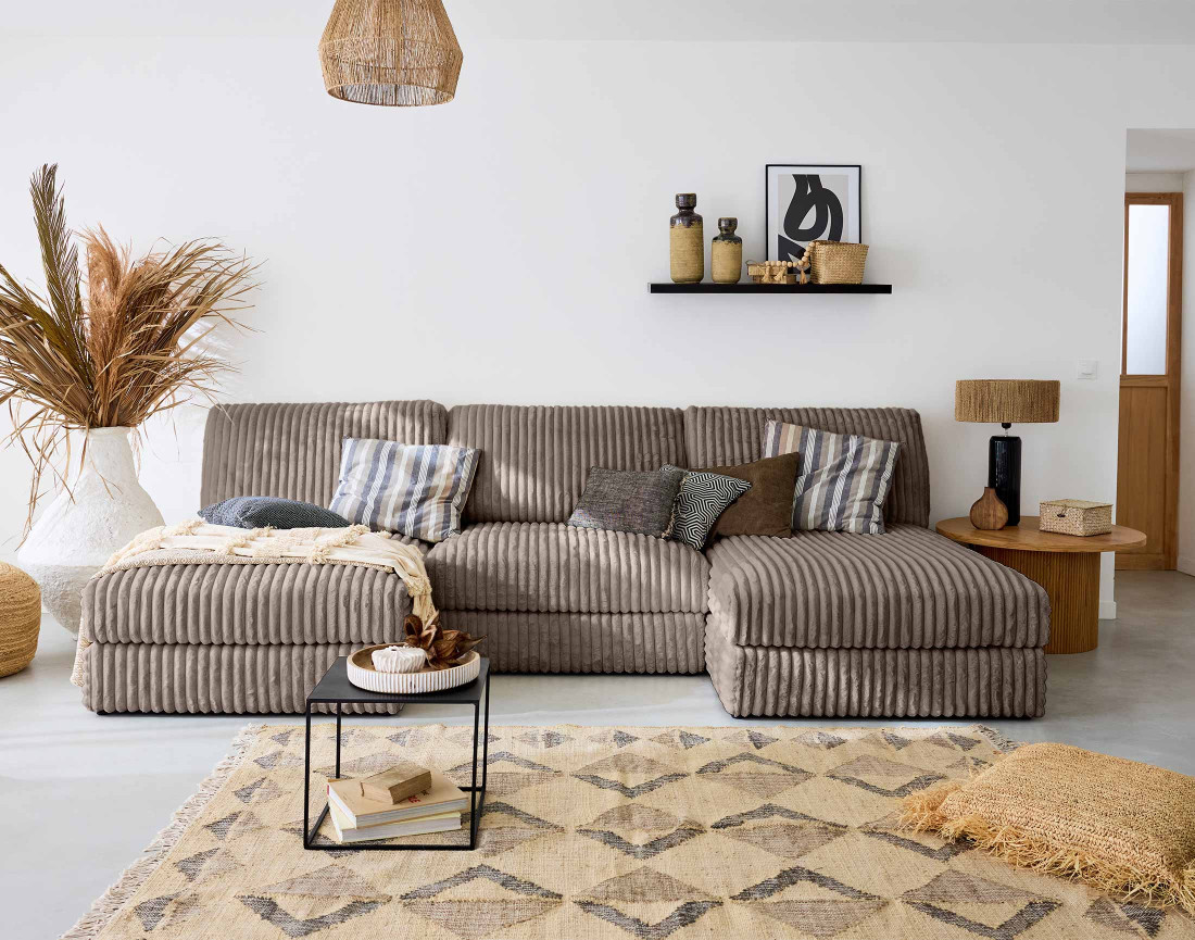 Module méridienne en fausse fourrure côtelée Jasper