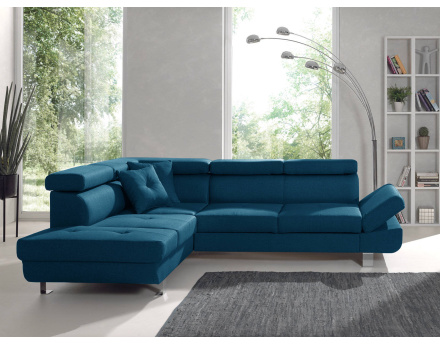 Lisbona – canapé d’angle gauche convertible avec têtières relevables