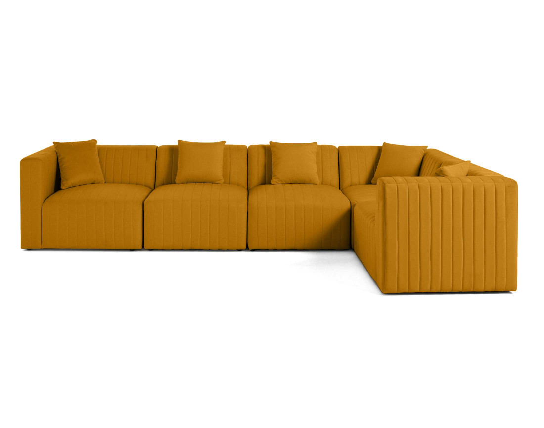 Canapé modulable d'angle réversible 6 places en velours Nova