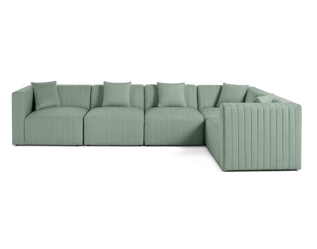 Canapé modulable d'angle réversible 6 places en velours Nova