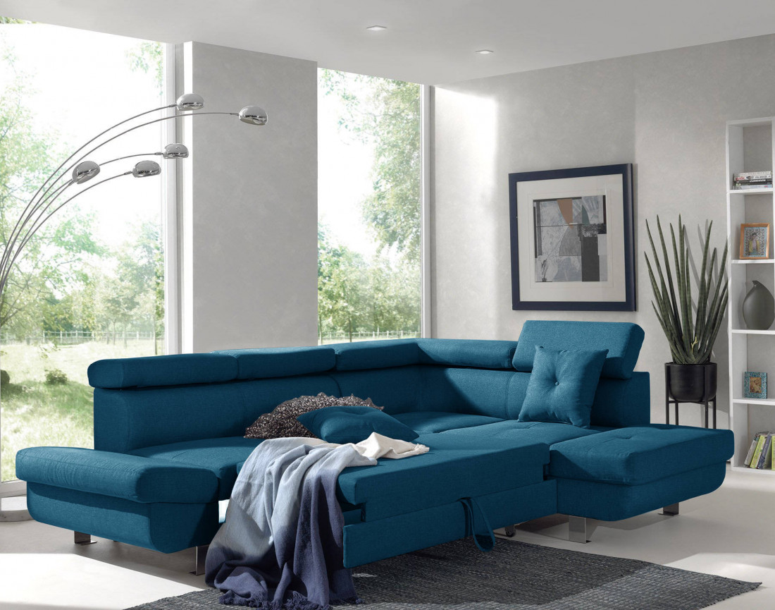 Lisbona - Canapé d'angle droit convertible - L 252 x P 190cm