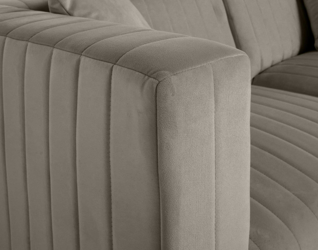 Canapé modulable d'angle réversible 6 places avec pouf d'appoint en velours Nova