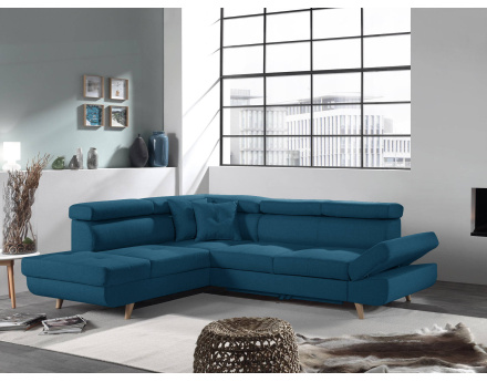 Canapé d'angle convertible Linea 5 places avec têtières - angle gauche