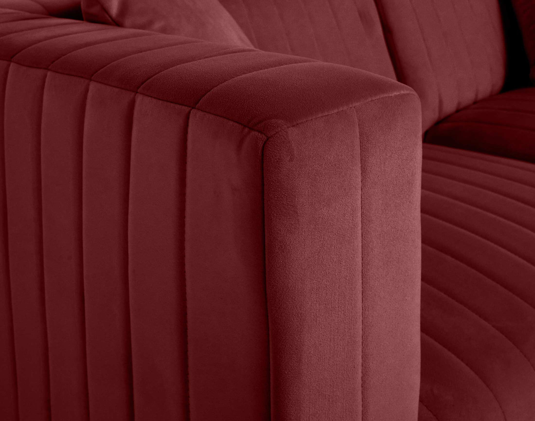 Canapé modulable d'angle réversible 6 places avec pouf d'appoint en velours Nova