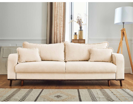 Canapé 3 places - convertible avec coffre en velours côtelé Albane