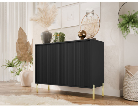 Buffet 2 portes noir et pieds dorés  2 portes 104cm Velloso