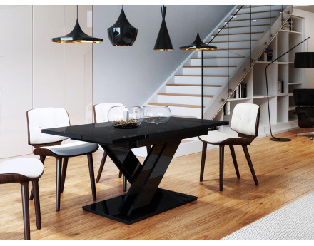 Table à manger extensible noir 140 à 180 cm Buriti