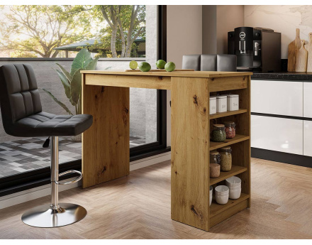 Table de bar avec rangements effet bois de 2 à 4 personnes Drazic