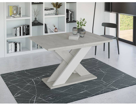 Table à manger extensible gris et blanc 120 à 160 cm Tosca