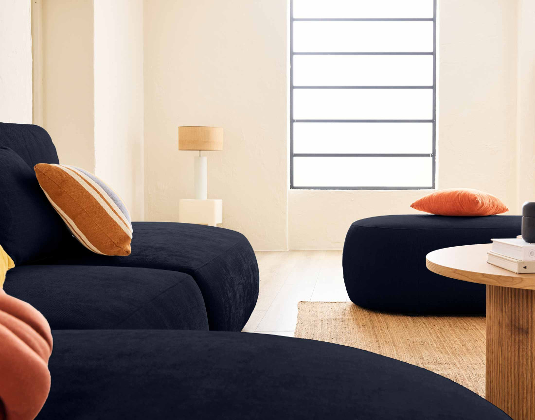 Santorini - pouf modulable en tissu texturé