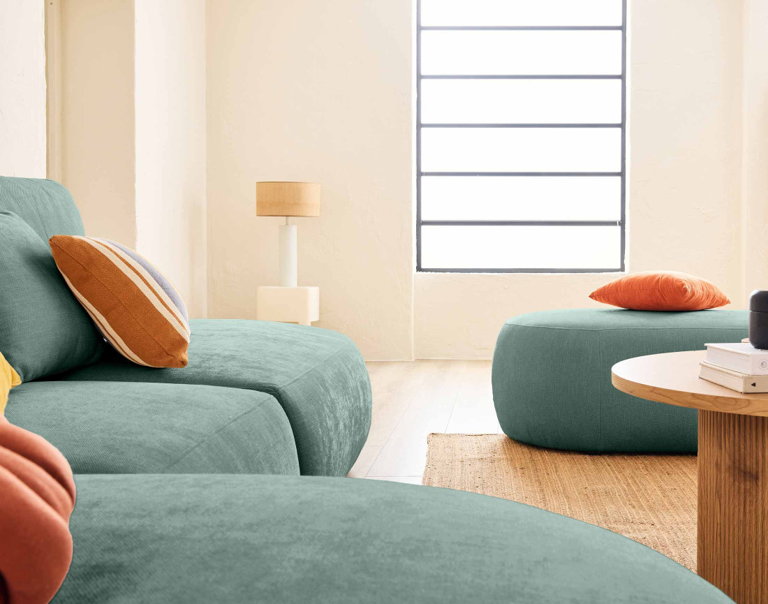 Santorini - pouf modulable en tissu texturé