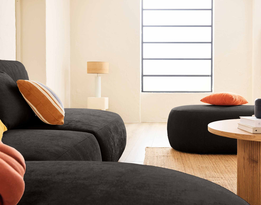 Santorini - pouf modulable en tissu texturé