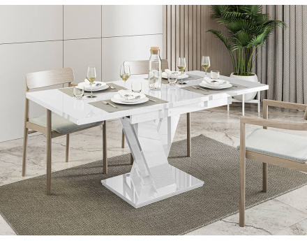 Table à manger extensible blanc 120 à 160 cm Xandriel