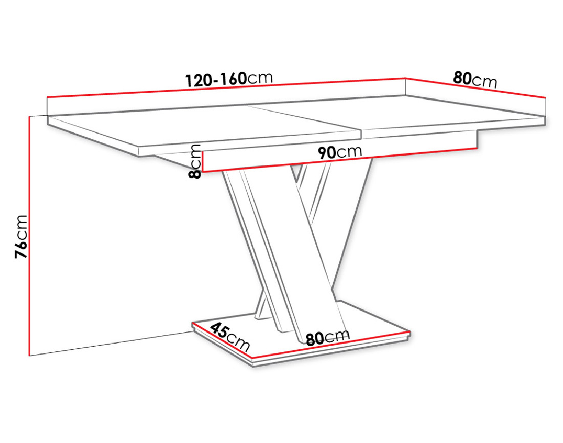 Table à manger extensible blanc et chêne clair 120 à 160 cm Xandriel