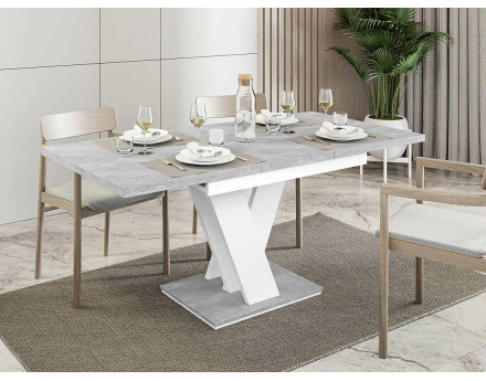 Table à manger extensible gris et blanc 120 à 160 cm Xandriel