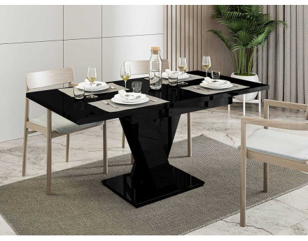Table à manger extensible noir 120 à 160 cm Xandriel