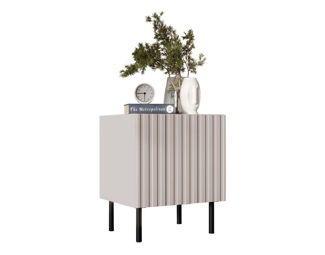 Table de chevet 1 porte écru 54 cm Timote