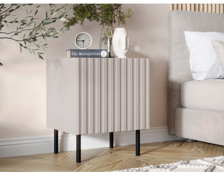 Table de chevet 1 porte écru 54 cm Timote