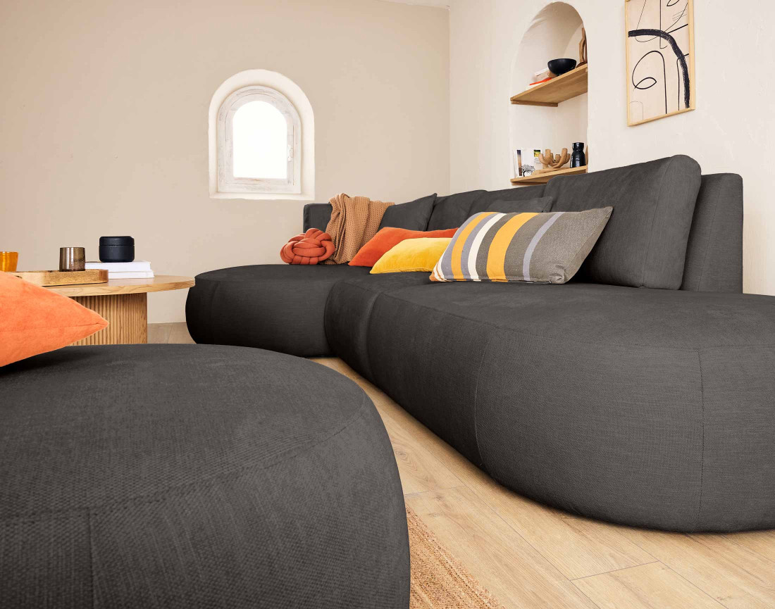 Module d'assise droit en tissu côtelé - Santorini