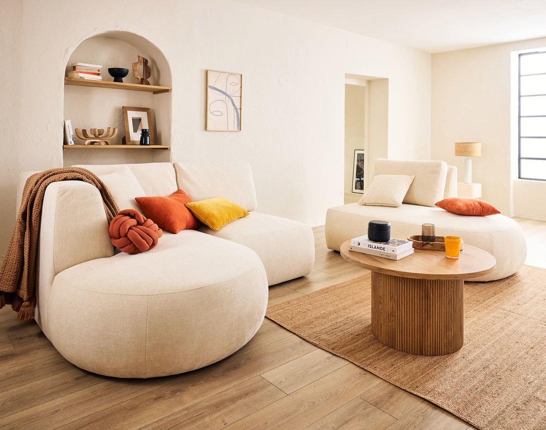 Module d'assise sans accoudoirs en tissu texturé Santorini