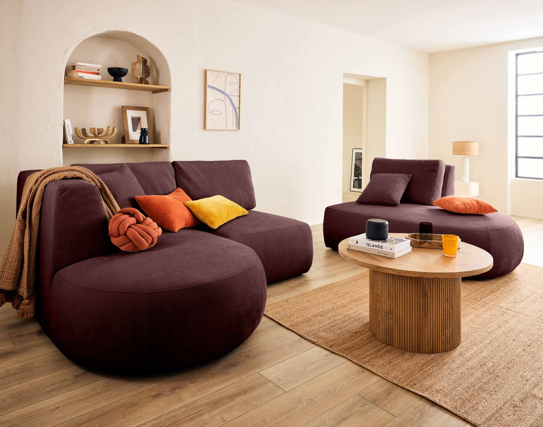 Module d'assise sans accoudoirs en tissu texturé Santorini