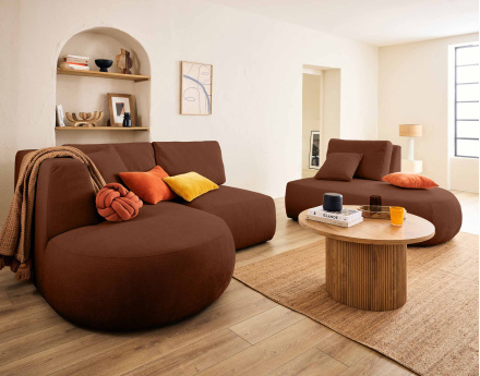 Module d'assise sans accoudoirs en tissu texturé Santorini