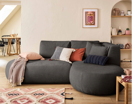 Module d'assise méridienne droit en tissu texturé - Santorini