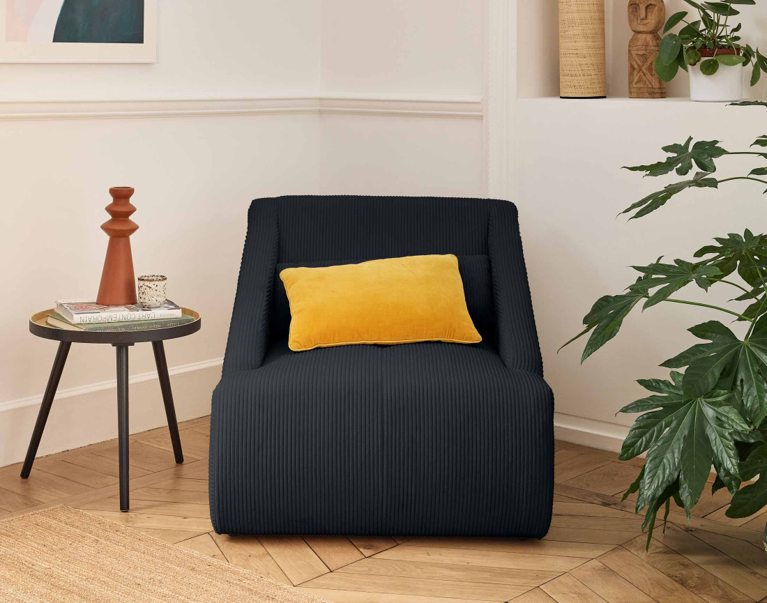 Fauteuil en velours côtelé Onyx