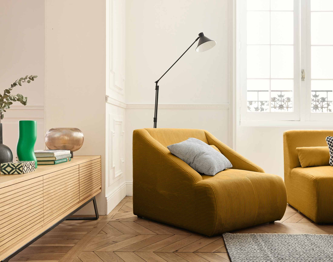 Fauteuil en velours côtelé Onyx