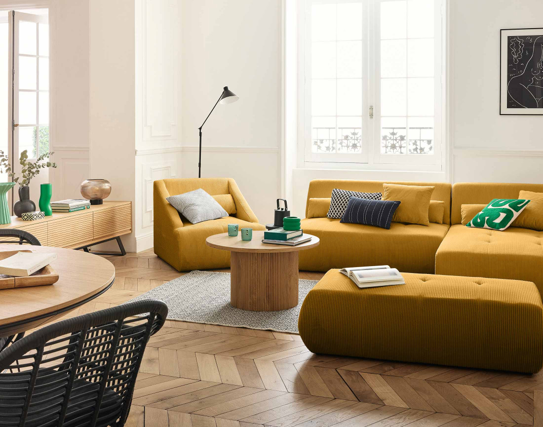 Fauteuil en velours côtelé Onyx