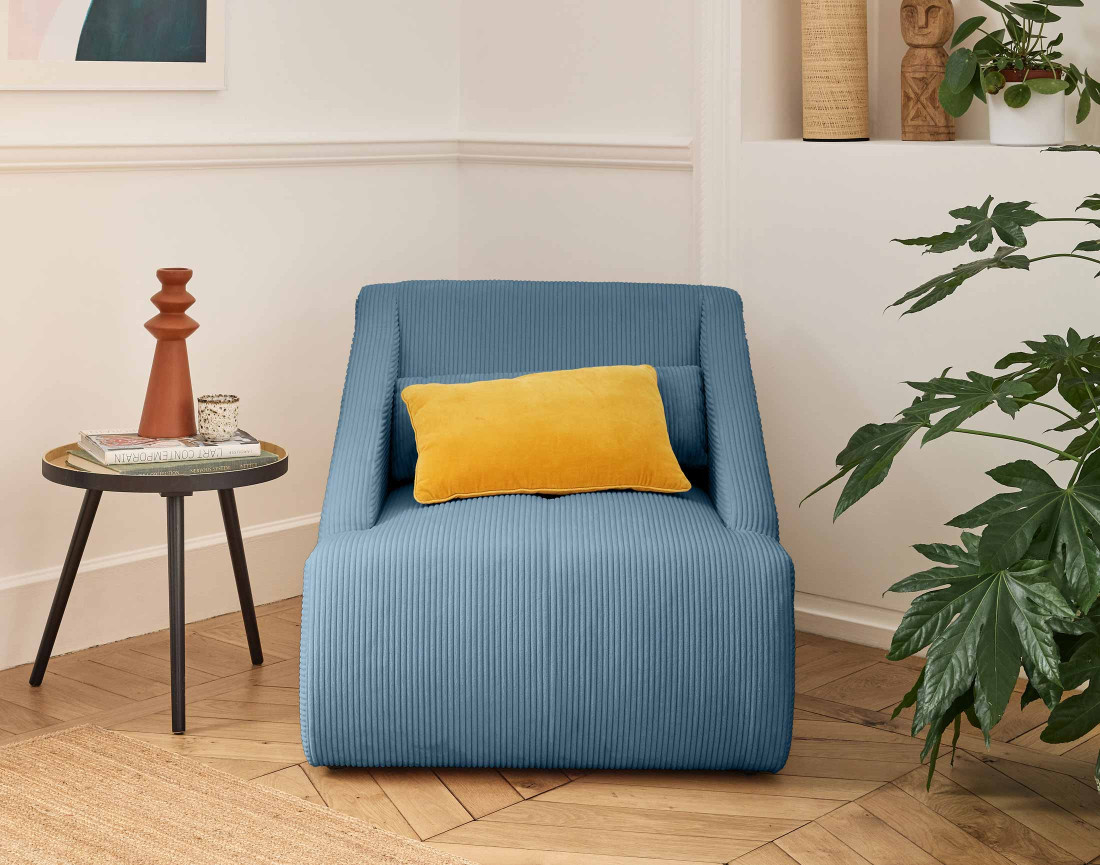 Fauteuil en velours côtelé Onyx