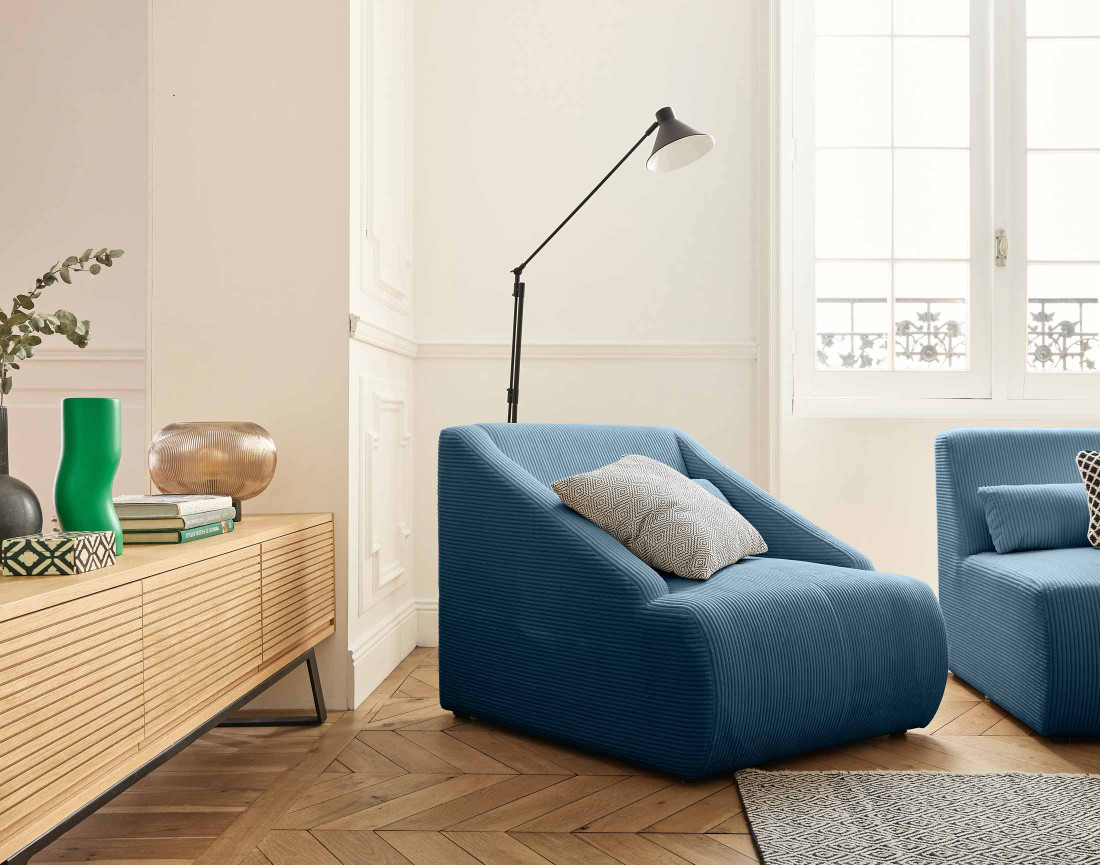 Fauteuil en velours côtelé Onyx