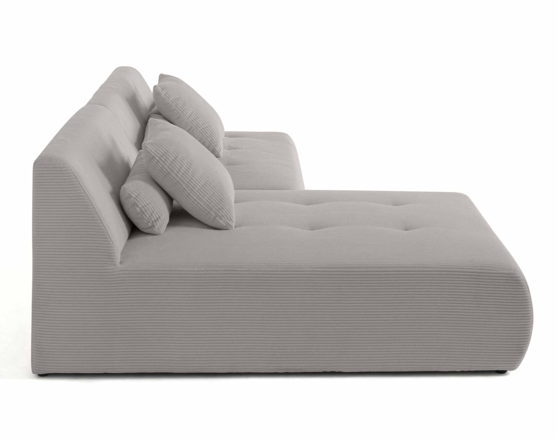 Canapé modulable d'angle réversible 4 places en velours côtelé Onyx