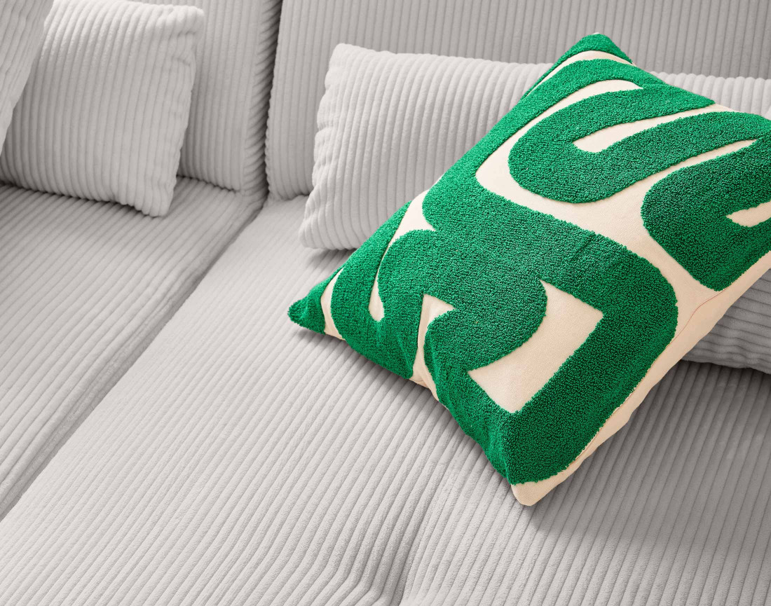 Canapé modulable d'angle réversible 4 places en velours côtelé Onyx