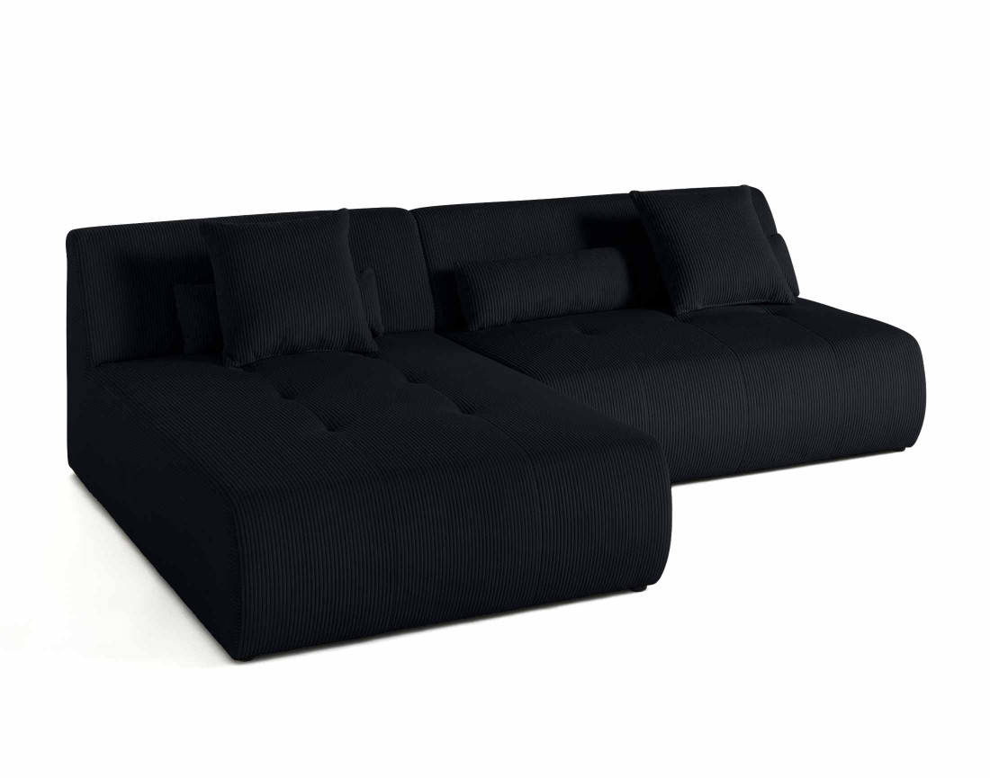 Canapé modulable d'angle réversible 4 places en velours côtelé Onyx