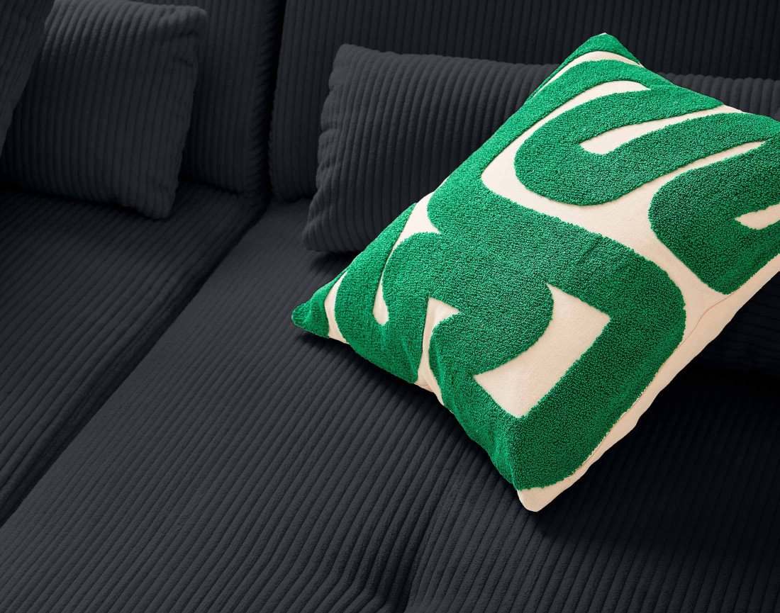 Canapé modulable d'angle réversible 4 places en velours côtelé Onyx