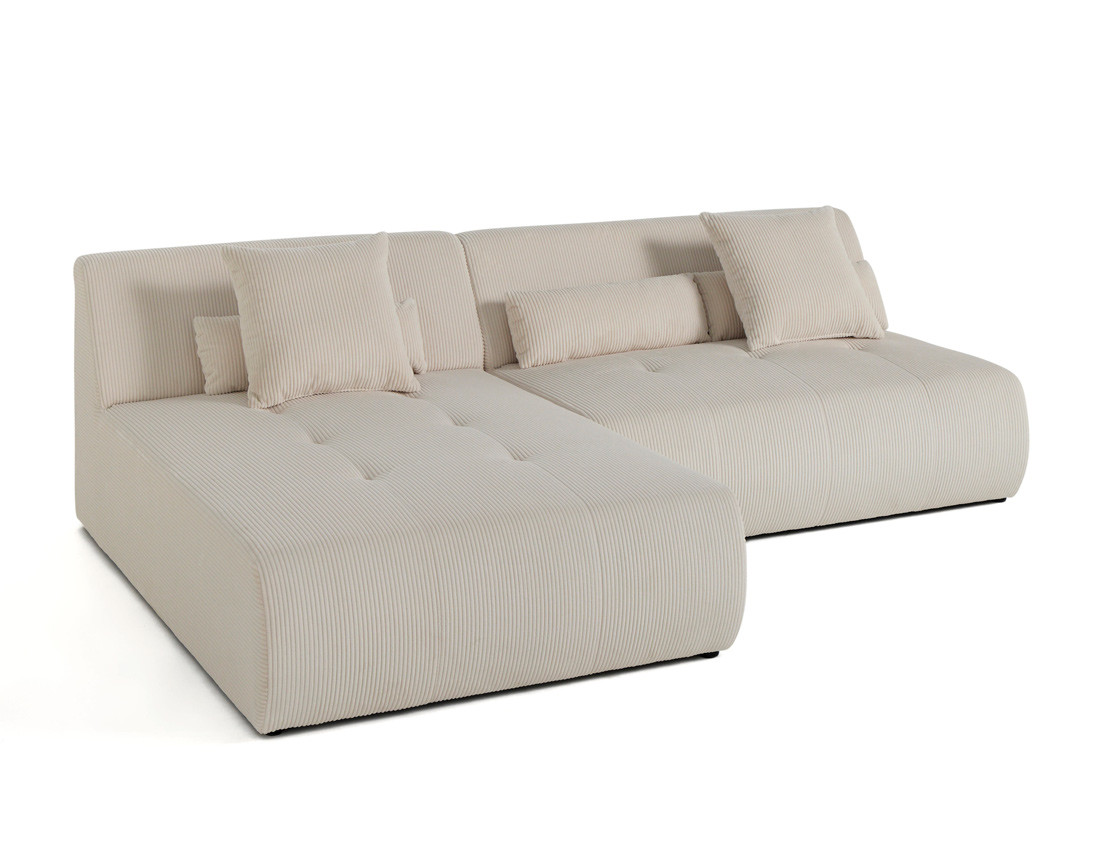 Canapé modulable d'angle réversible 4 places en velours côtelé Onyx