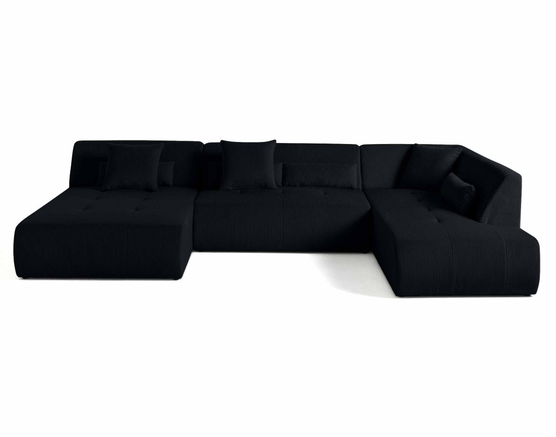 Canapé panoramique d'angle droit 7 places en velours côtelé Onyx