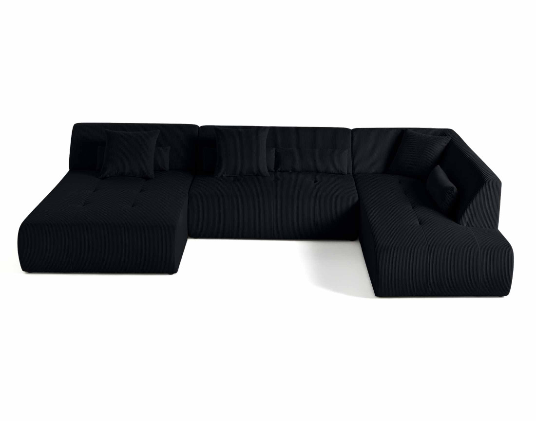 Canapé panoramique d'angle droit 7 places en velours côtelé Onyx
