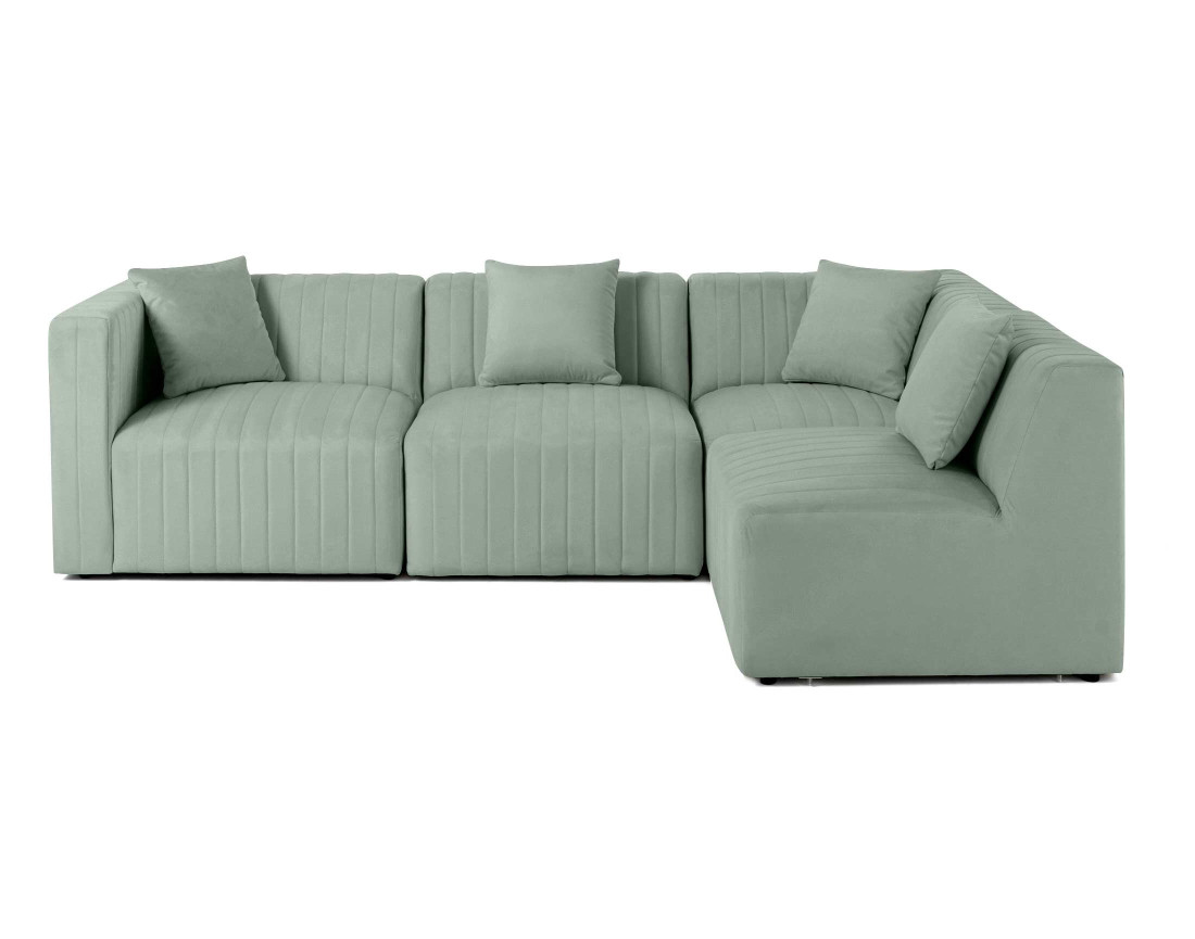 Canapé modulable d'angle droit 5 places en velours Nova