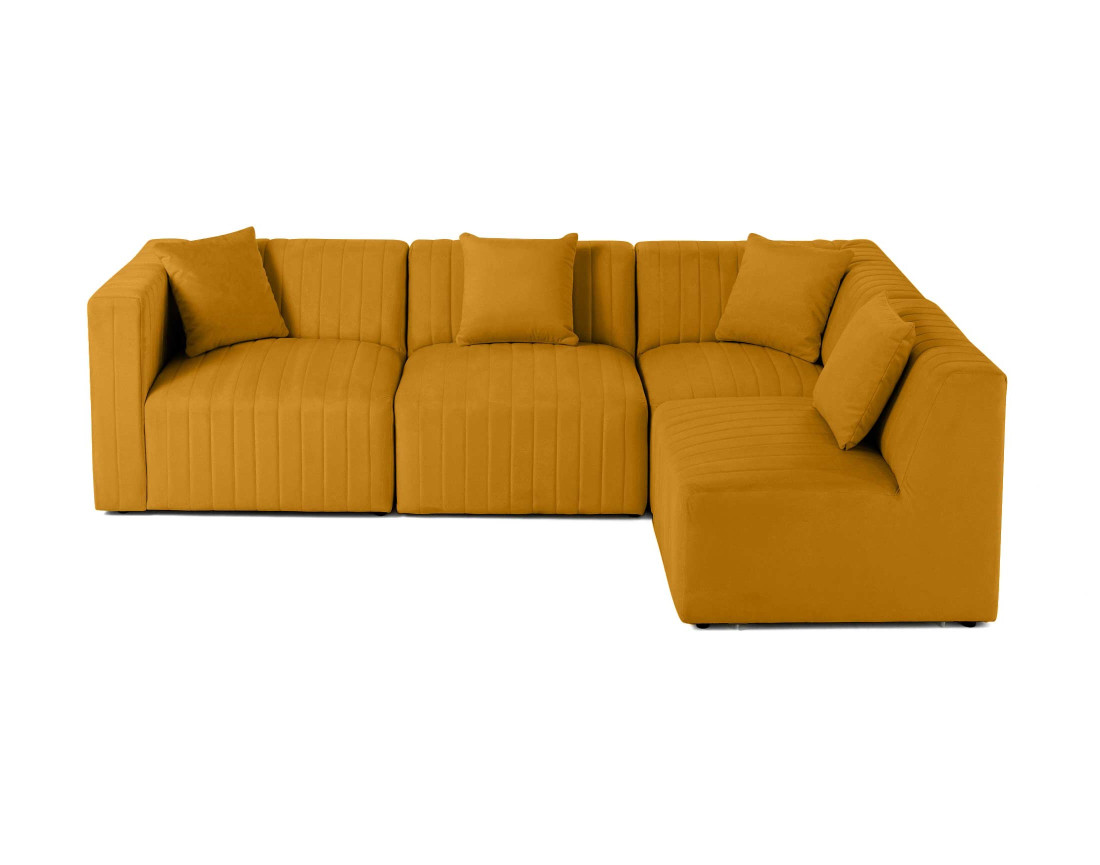 Canapé modulable d'angle droit 5 places en velours Nova